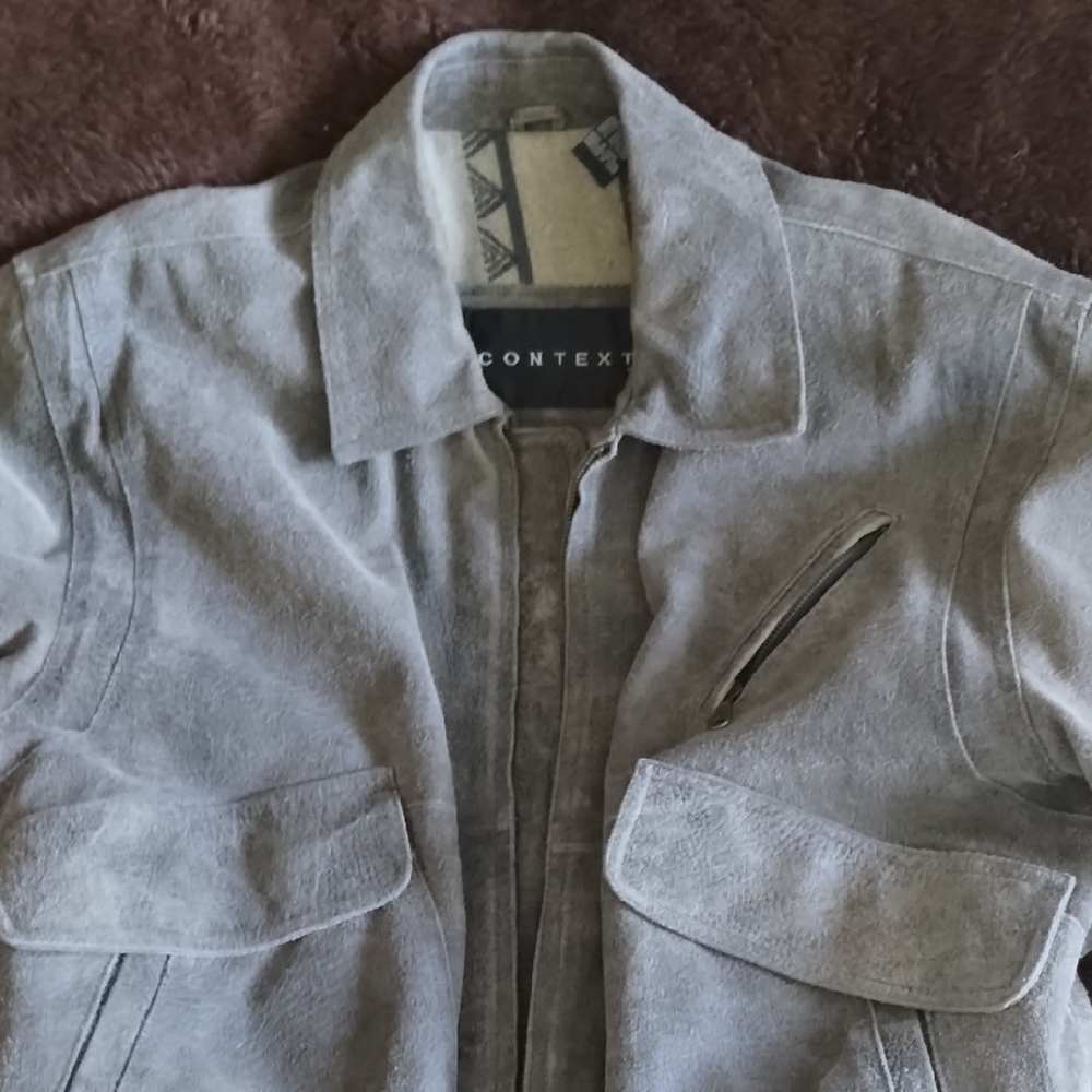 Context Gray Bomber Jacket with Suede Finish